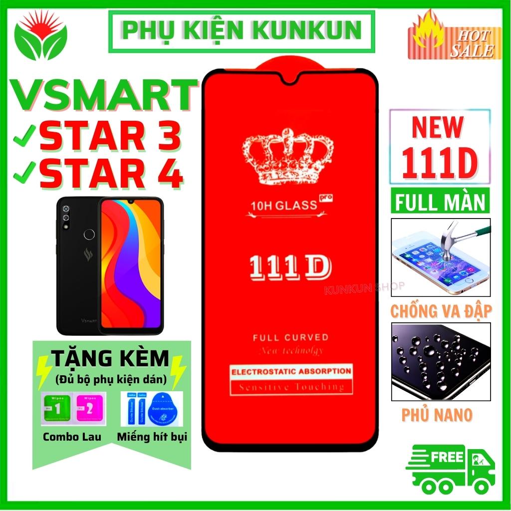 Kính cường lực Vsmart Star 3/ Vsmart Star 4 - Dán Full màn hình 111D - Độ trong suốt cực cao - Chống bám vân tay tốt