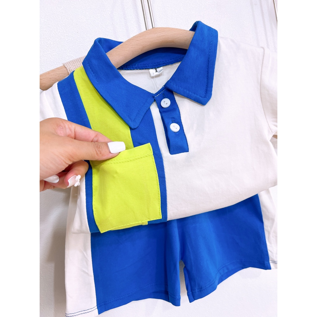 Bộ cộc tay cho bé trai kiểu bé trai diện đi học đi chơi POLO 02 năng động dễ thương BBT02