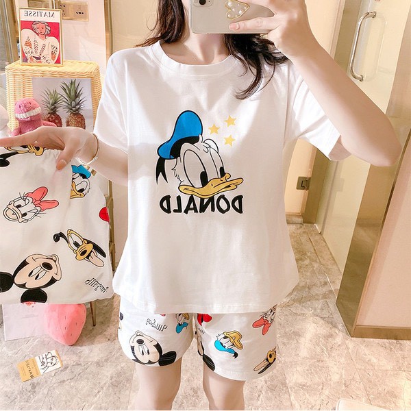 Bộ Ngủ Đẹp 🌹FREESHIP🌹 Bộ Mặc Nhà Nữ Cộc Tay Chất Cotton Siêu Mát Họa Tiết Hình Thú Xinh Xắn Ngộ Nghĩnh Cực Xinh AN03