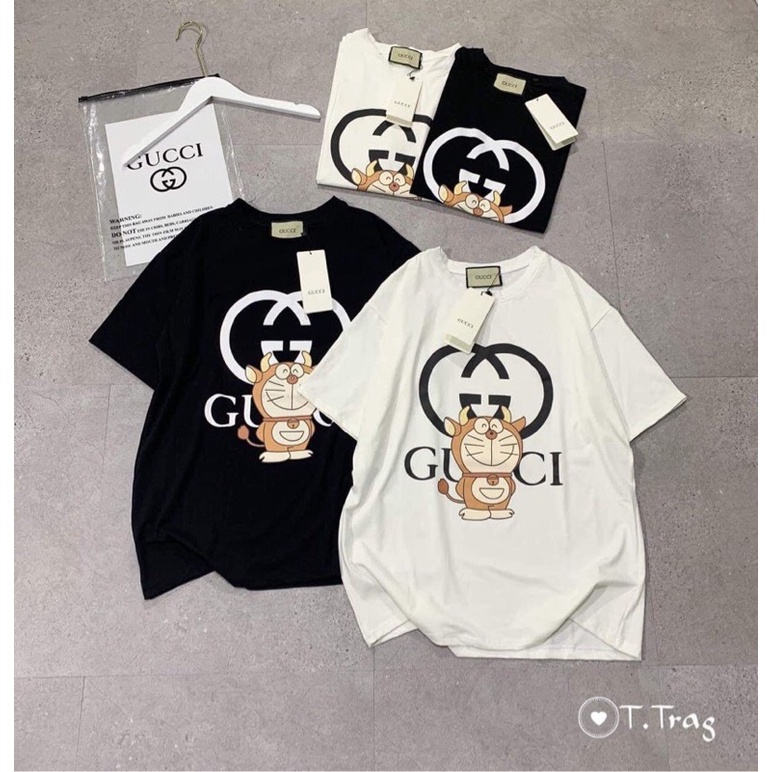 áo phông doraemon gucci trắng đen