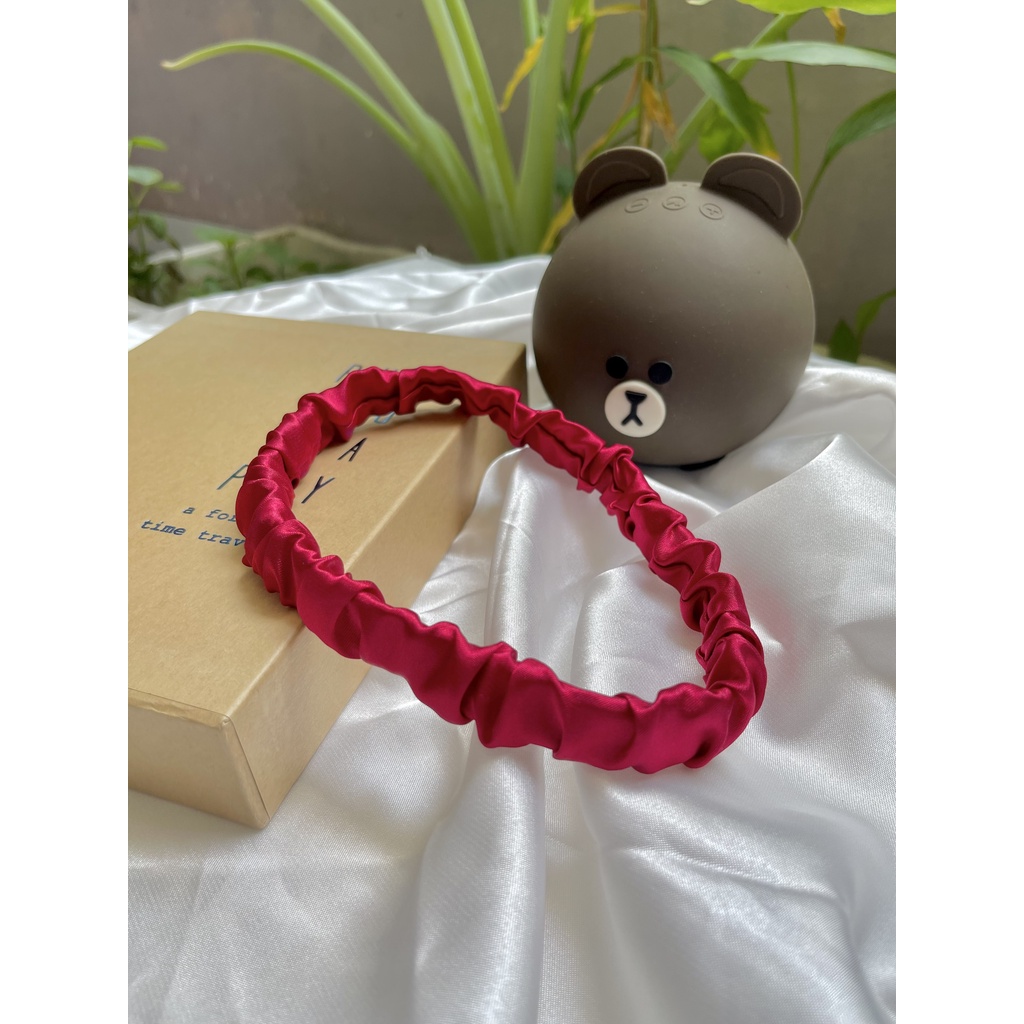 Băng đô lụa thun rửa mặt bờm cài tóc rửa mặt, makeup, trang điểm êm ái