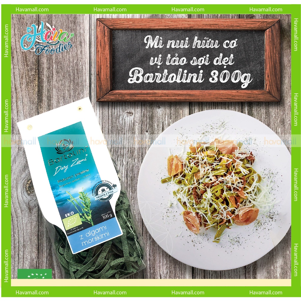 [HÀNG CHÍNH HÃNG] Mì Hữu Cơ Vị Tảo Sợi Dẹt Bartolini 300gr – Organic Spirulina Noodles