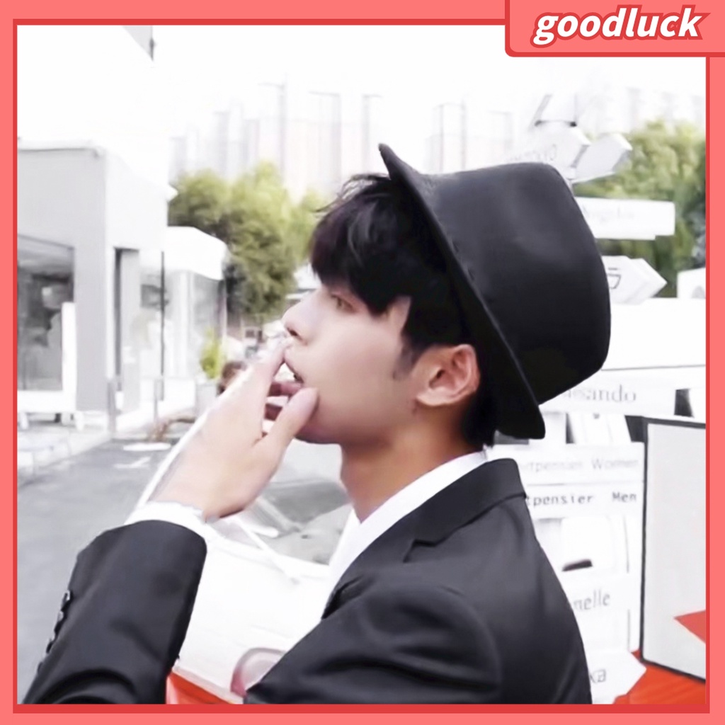 &lt; Golu &gt; Mũ Cao Bồi Unisex Màu Trơn Chống Dầu Mỡ Bằng Vải Nỉ Cuộn Lên Vành Cho Tiệc Hóa Trang Ngoài Trời