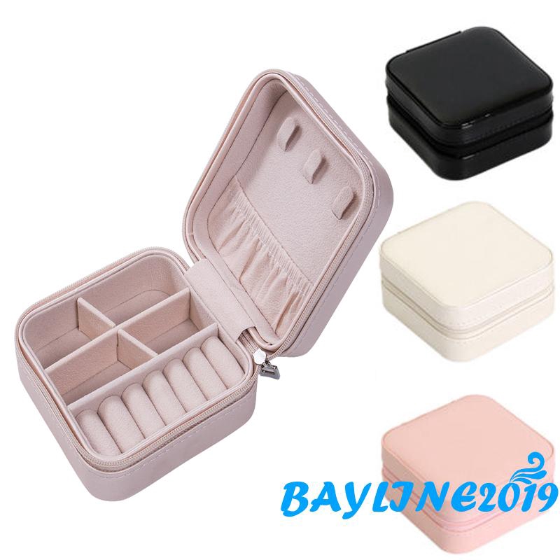 ❀ℳay-Mini Faux Leather Travel Necklace Ring Box Portable Jewelry Storage Box