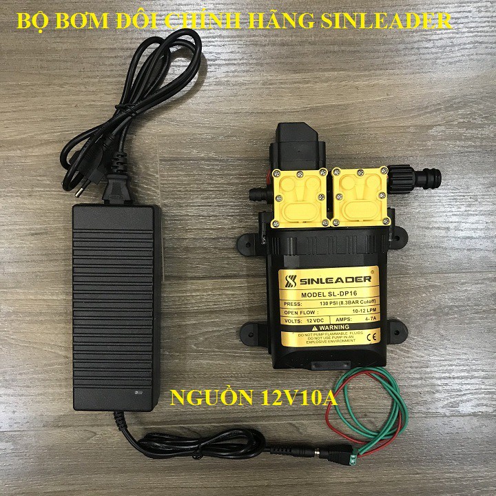 Máy bơm áp lực mini 12v đôi Sinleader cho bộ tưới phun sương,máy giặt,rửa xe