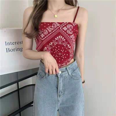 Áo nữ hai dây họa tiết hoa thời trang quyến rũ