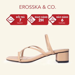 Dép cao gót Erosska xỏ ngón phối dây cao 3cm màu nude _ EM066