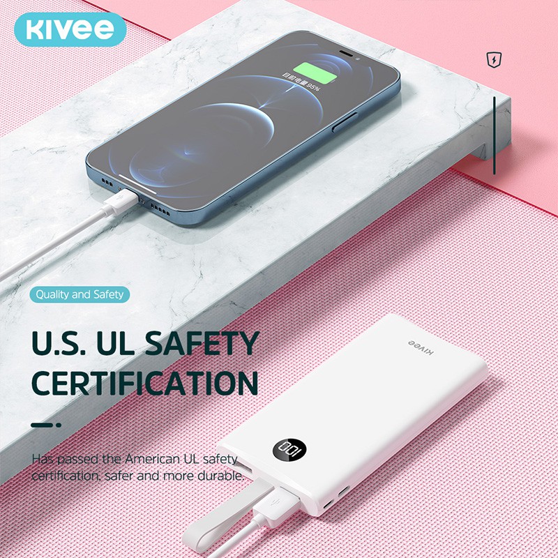 【Gift: USB fan】Pin dự phòng Kivee Ph31p Dung lượng cao 10000 mah Có đèn LED Hiển thị nhiều màu