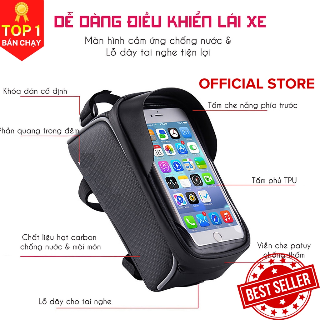 DoDoDios Túi đựng điện thoại đặt trước xe đạp có thể sử dụng cảm ứng điện thoại chống nước