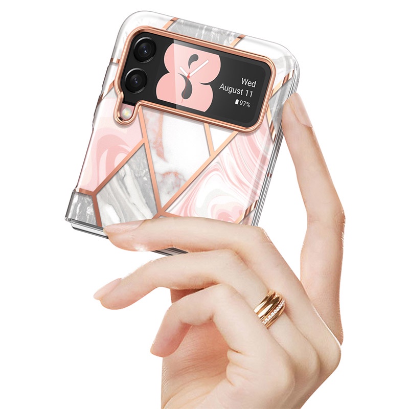 Bao Da Điện Thoại Nắp Gập Họa Tiết Cẩm Thạch Lấp Lánh Bảo Vệ Màn Hình Cho samsung galaxy z flip 5 4 3 flip3 flip4 zflip5 5g f7110 Ốp