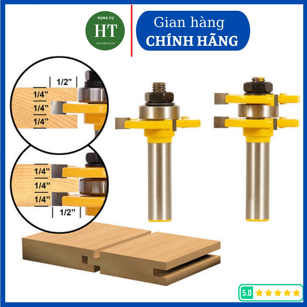 Bộ mũi dao phay gỗ ghép mộng ván âm dương cốt 12ly7