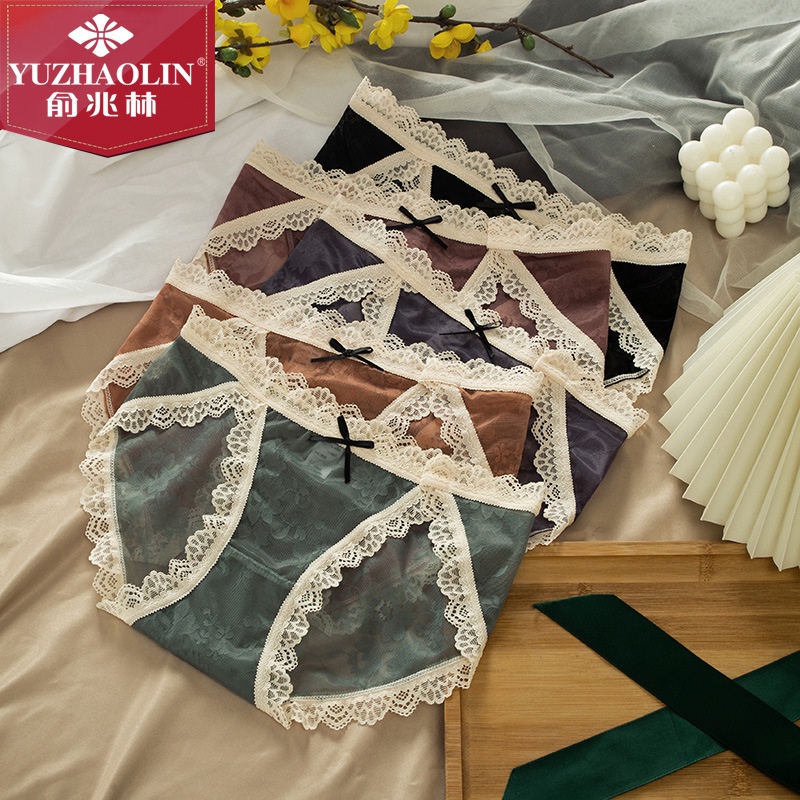 Quần lót nữ ren cao cấp, quần chip nữ lưới vân gấm mỏng thoáng mát, Sịp sexy QL02 [95's House]