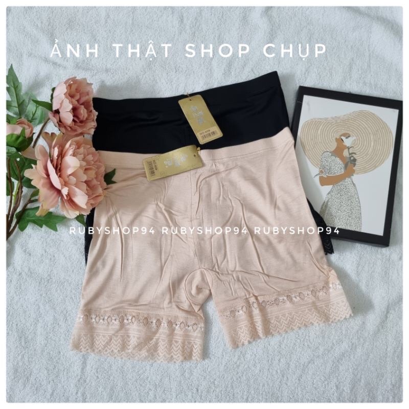 Quần mặc trong váy phối ren nâng mông - Quần mặc váy cotton thông thoáng loại 1