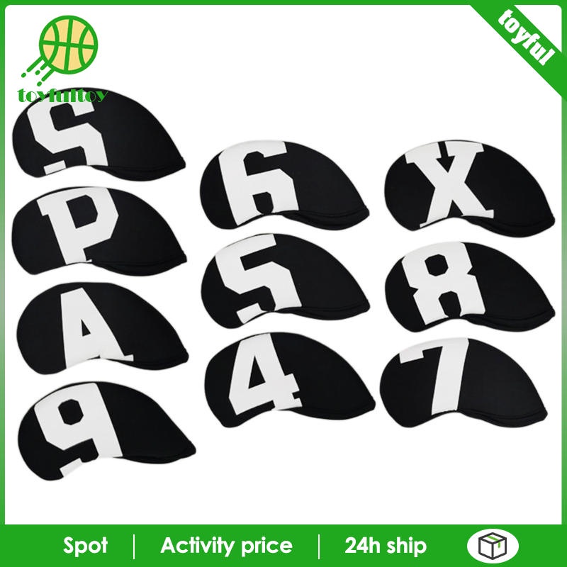 Set 10 Vỏ Bọc Đầu Gậy Đánh Golf 4,5,6,7,8,9,A,x Màu Trắng