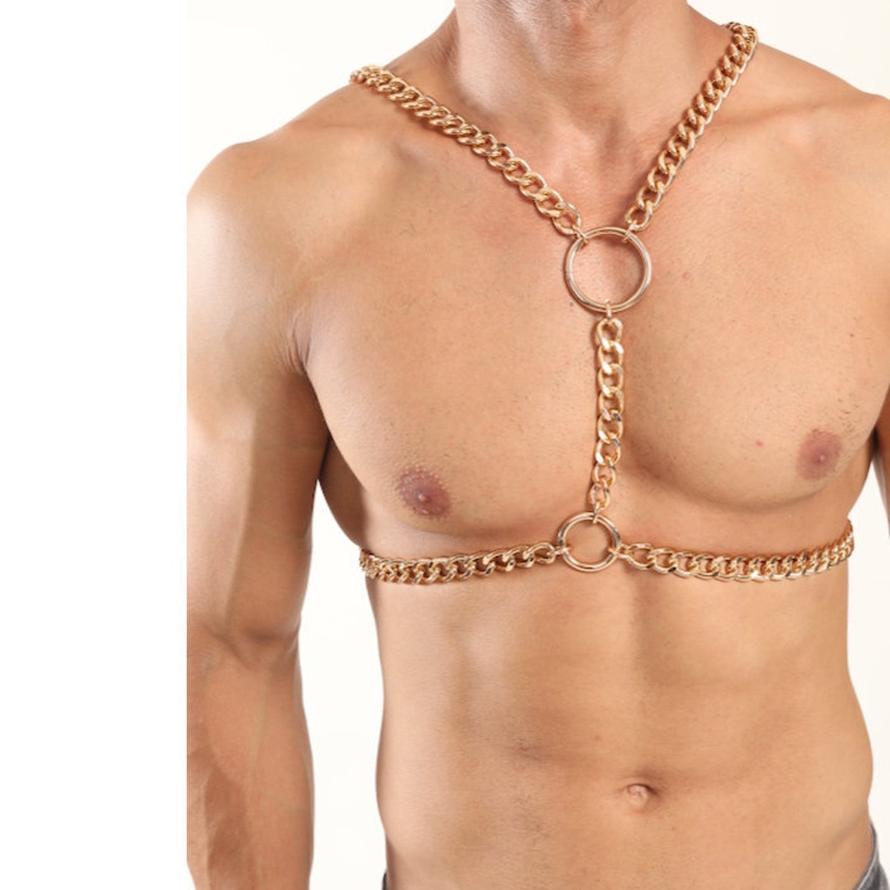 Vòng cổ Body Chain Sợi Xích Kim Loại Tua Rua Hóa Trang Tiệc Tùng Cho Nam