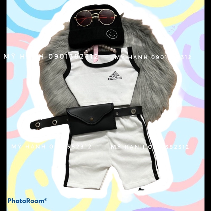 Set áo croptop thể thao + quần ngố adidas cho bé