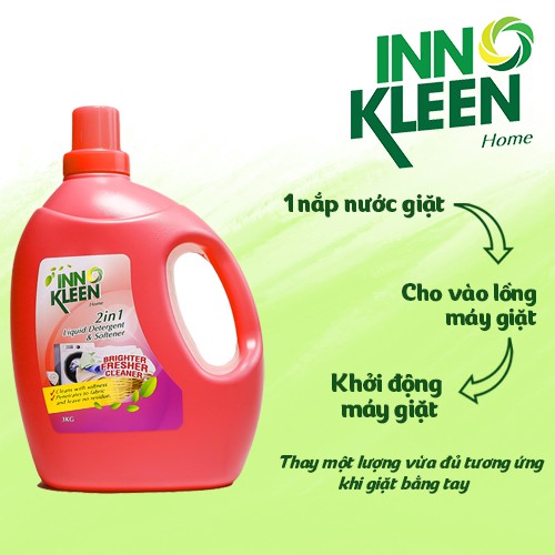 Nước Giặt Xả Innokleen 3 Lít Diệt Khuẩn Khử Mùi 2 trong 1 Giặt Sạch Vết Bẩn Lưu Giữ Hương Thơm