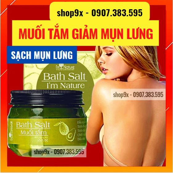 Muối Tắm Giảm Mụn Lưng - Giảm Viêm Nang Lông - Sạch Thâm Mông Và Thâm Vùng Kín Tinh Chất Muối Biển Tràm Trà 220gr