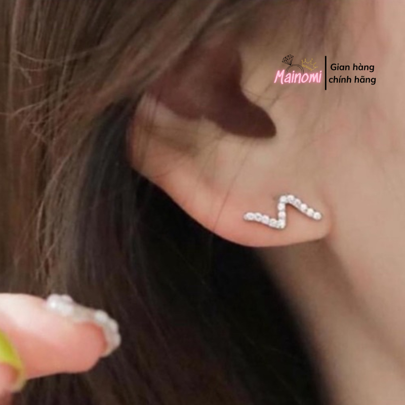 Bông tai Bạc ta, Thiết kế lạ mắt chữ z nằm ngang, phong cách mới lại độc đáo  Mainomi Shop Bạc Xinh