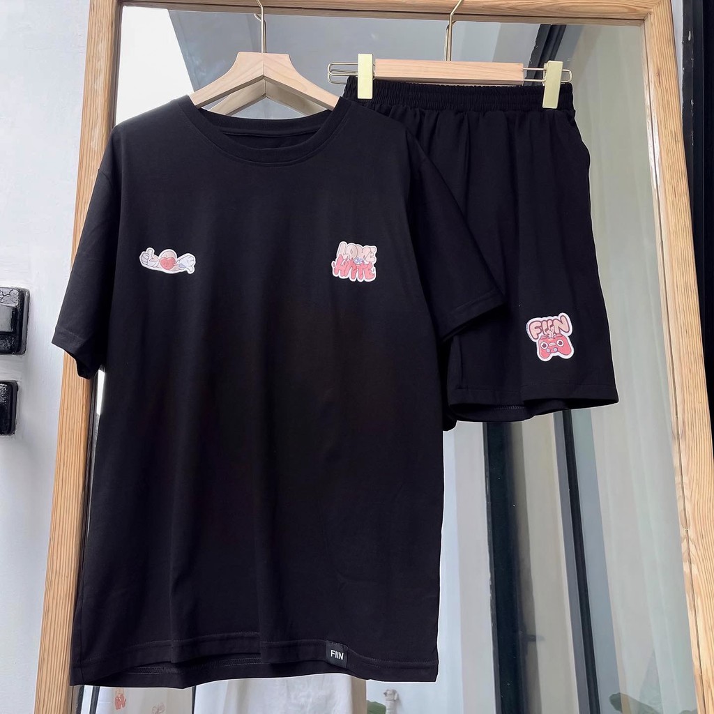 Set thun LOVE HATE nhiều màu form rộng dễ mặc basic unisex (có ảnh thật shop chụp) - Made by Fiin