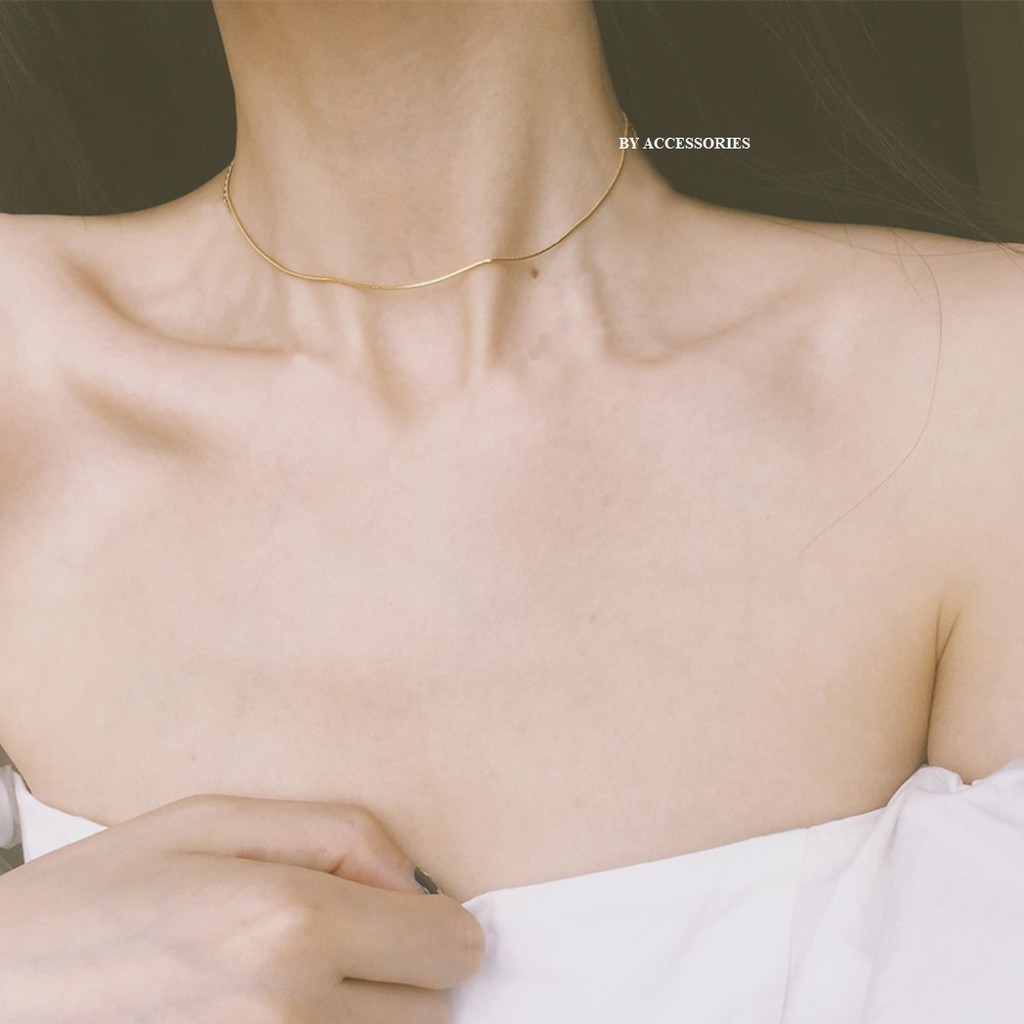 Choker dây chuyền titan dây mì mảnh không gỉ