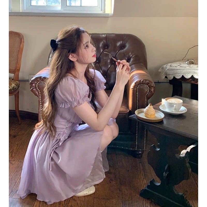 Summer women's wear 2022 new French advanced temperament small chic beautiful purple skinny dress skirt