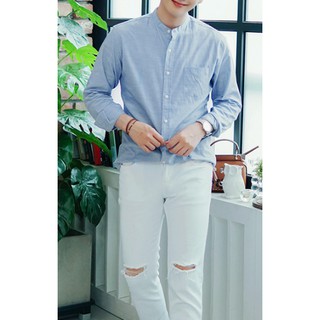 ÁO SƠ MI NAM CỔ TRỤ dài tay cài hết cúc thời trang Hàn Quốc