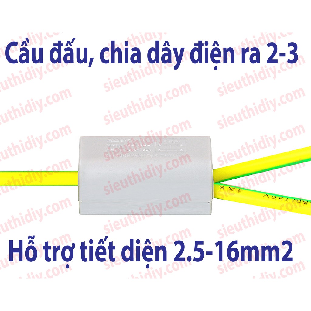 Cầu đấu 1-16mm2 60-80A nối chia dây ra 2-3 đầu, bắt vít