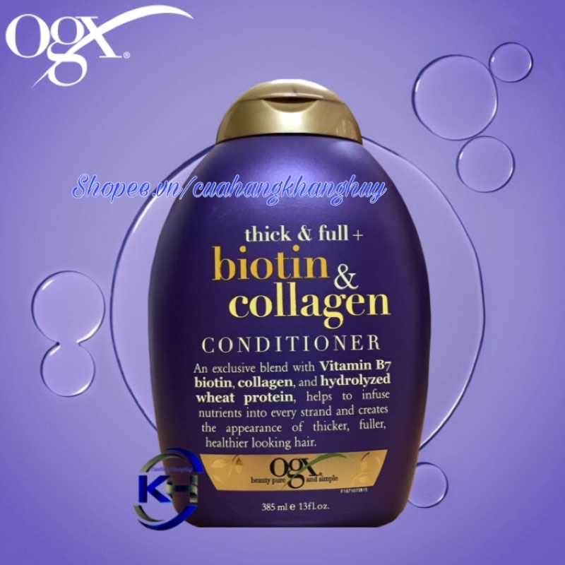 Dầu xả Biotin &amp; Collagen OgX 385 ml (Hàng Chuẩn, Air)