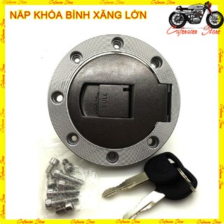 BỘ NẮP KHÓA CHO BÌNH XĂNG LỚN 💎Hơp kim nhôm không rỉ , nắp + chìa khóa đầy đủ.