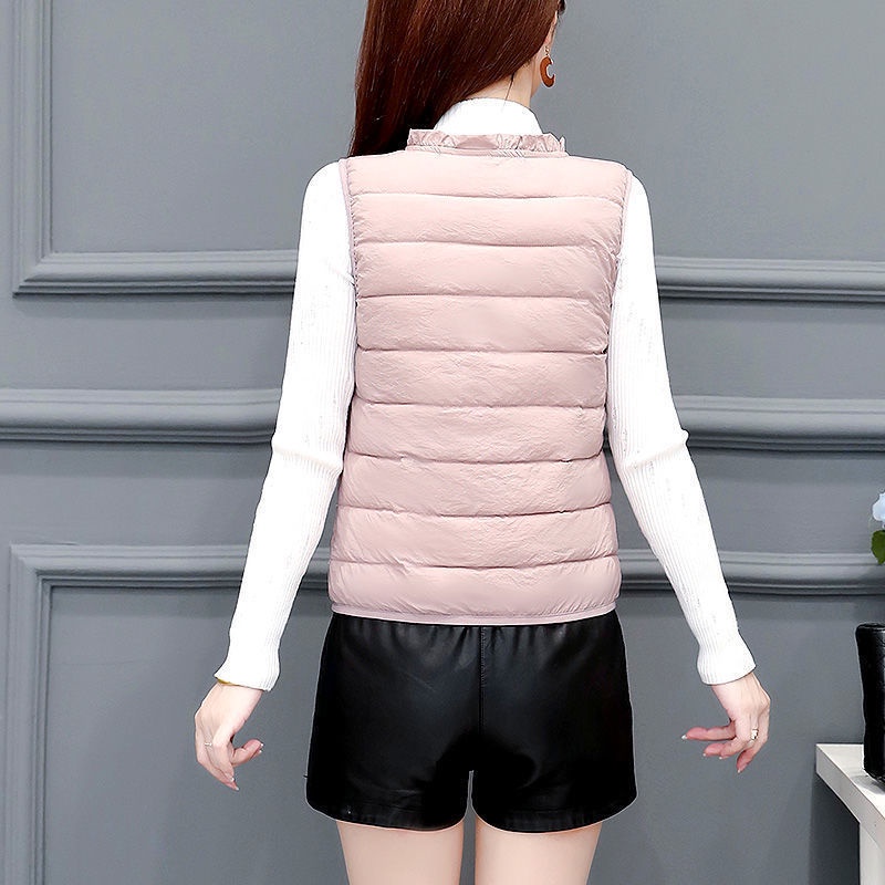 Áo Khoác Phao Sát Nách Dáng Ôm Ngắn Vải Cotton Siêu Nhẹ Kiểu Hàn Quốc Dễ Thương Cho Nữ