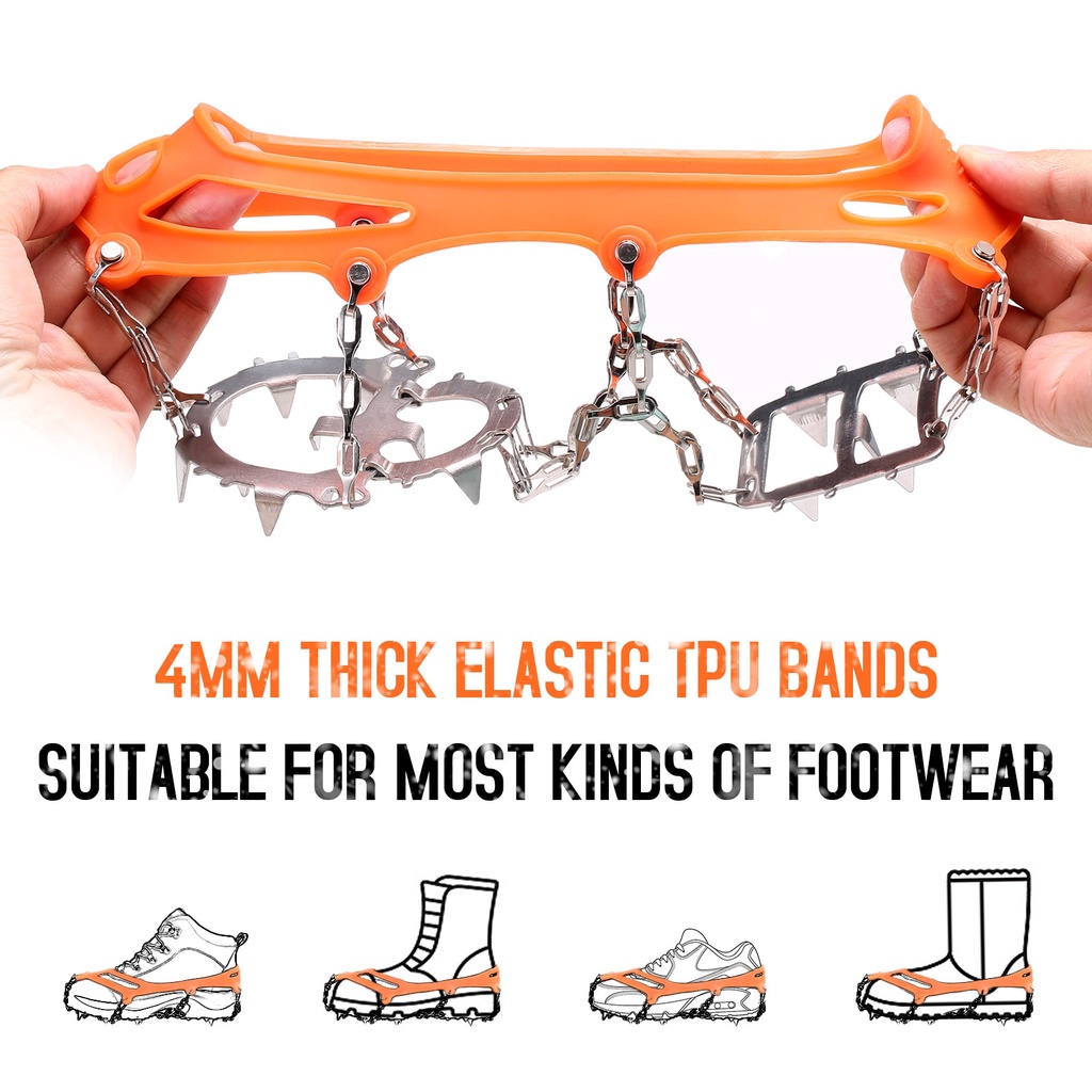 Crampon 18 Đinh Gắn Dây Thu Gọn Giày Đi Tuyết Chống Trượt Có Túi Đựng Cho Nam Và Nữ