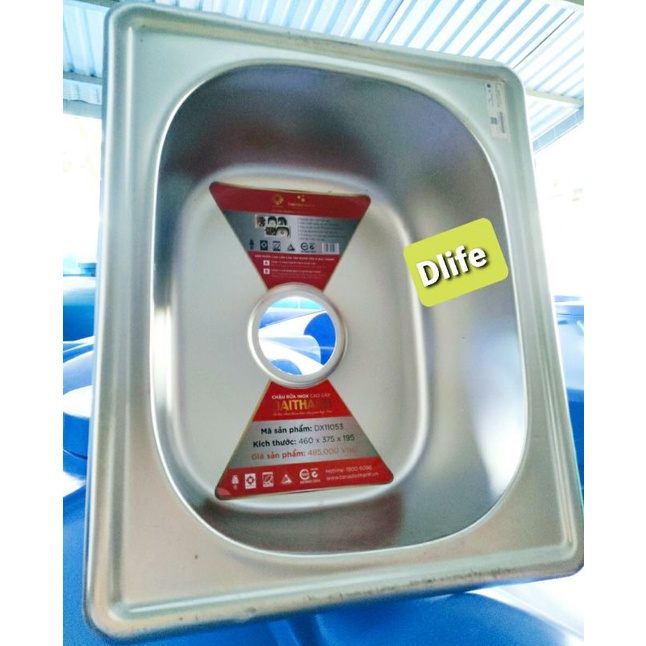 Bồn chậu rửa chén 1 hộc Tân Á Đại Thành 46x37x20 kèm bộ xả