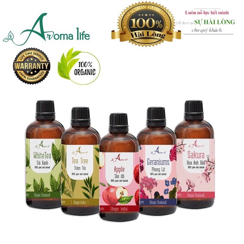 XẢ KHO 3 NGÀY Chai lớn Tinh dầu thiên nhiên nguyên chất Ấn Độ Aroma Life