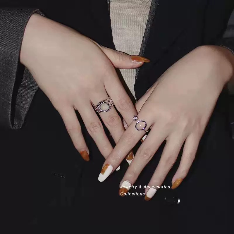 Nhẫn Bạc Hở Đính Đá Opal Thời Trang Cho Nữ