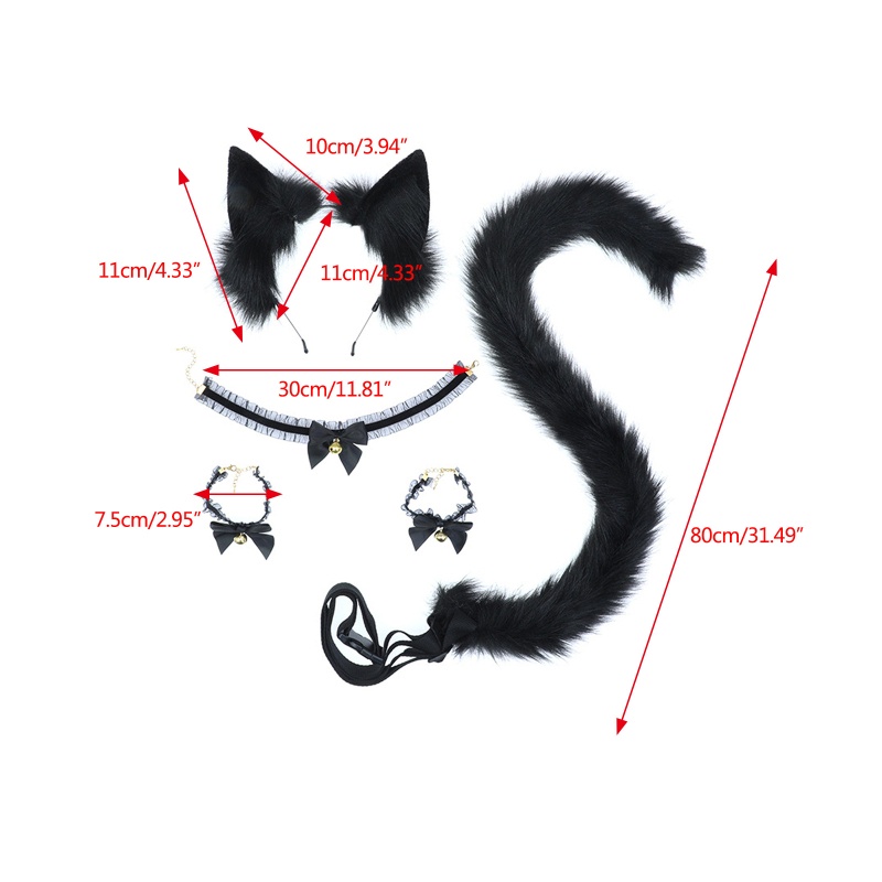 Set 5 Băng Đô Tai Mèo 10MK Giả Lông Thú Cho Tiệc Halloween