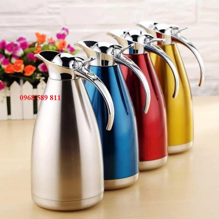 Phích đựng nước - Bình inox - Bình giữ nhiệt - Bình đựng nước 2 lít Ruột Inox 304 Cao Cấp