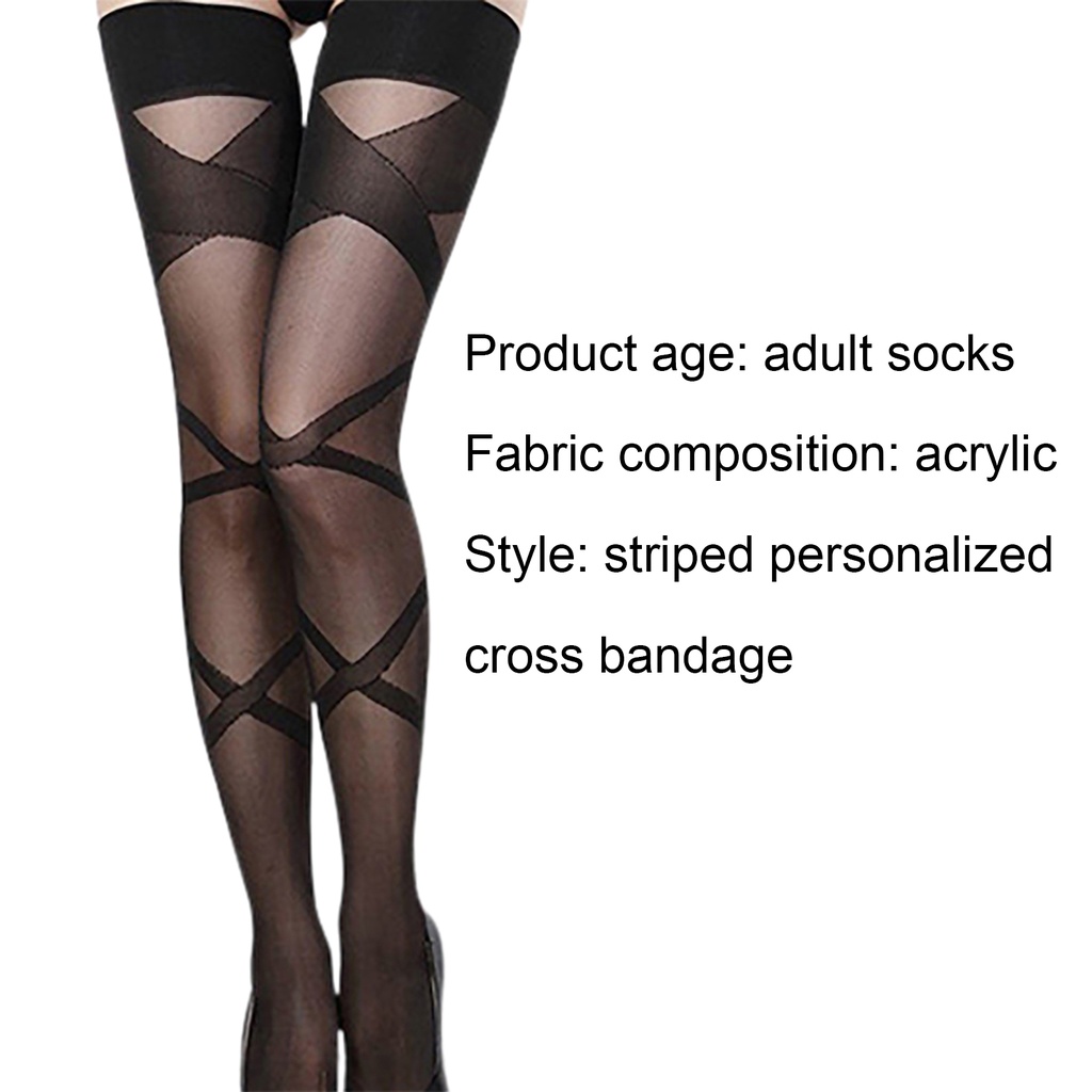 1 Đôi Vớ Thun Màu Đen Phối Ren