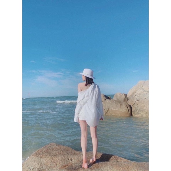 Sơ Mi Đũi Trắng Vạt Tôm Hàng Đẹp Xinh Xắn - Sơ mi thụng trắng Kiểu Nữ Dài Tay Phong Cách Hàn Quốc Ulzzang