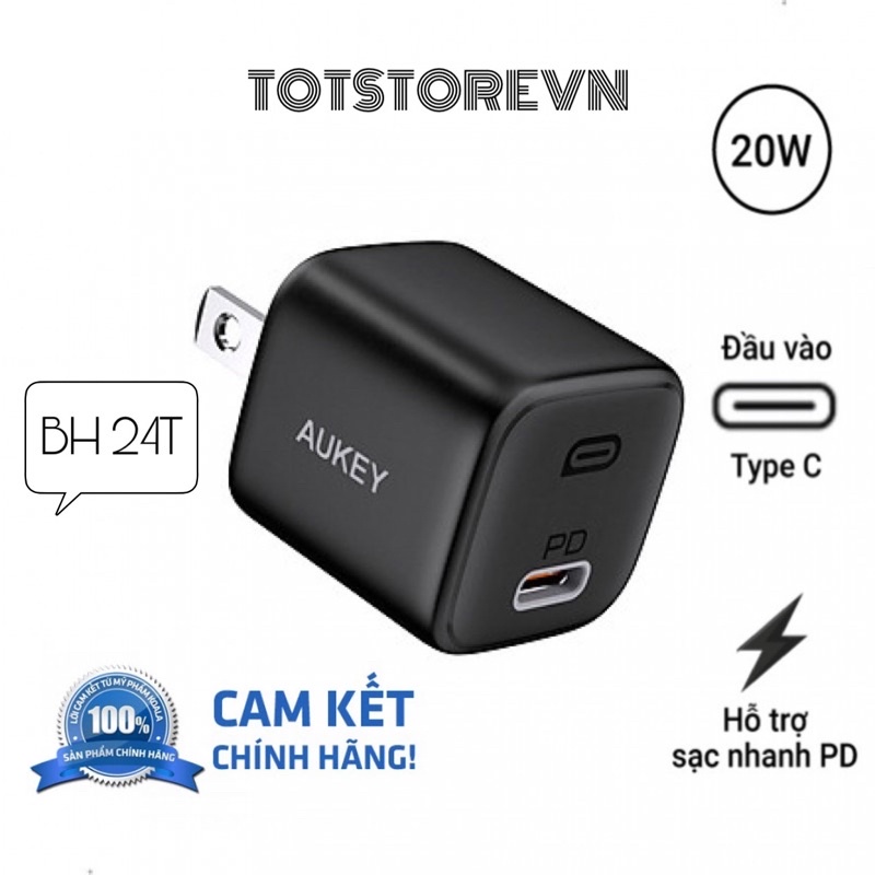 Củ sạc Aukey PA-B1 PD 20W chân thẳng không gập US