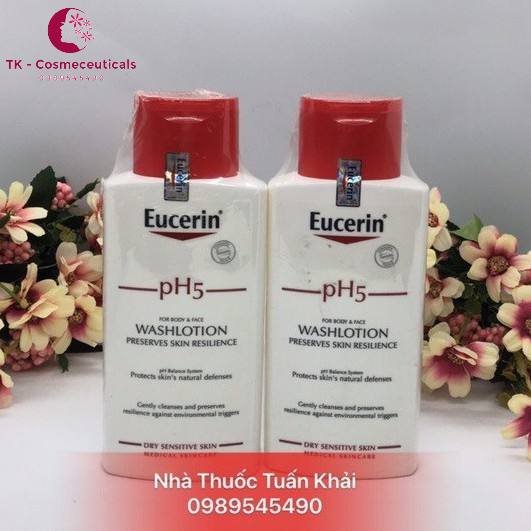 Eucerin pH5 Washlotion - Sữa Tắm Cho Da Nhậy Cảm, Da Nhờn, Rôm Sẩy - Bot 200ml - Bot 400ml