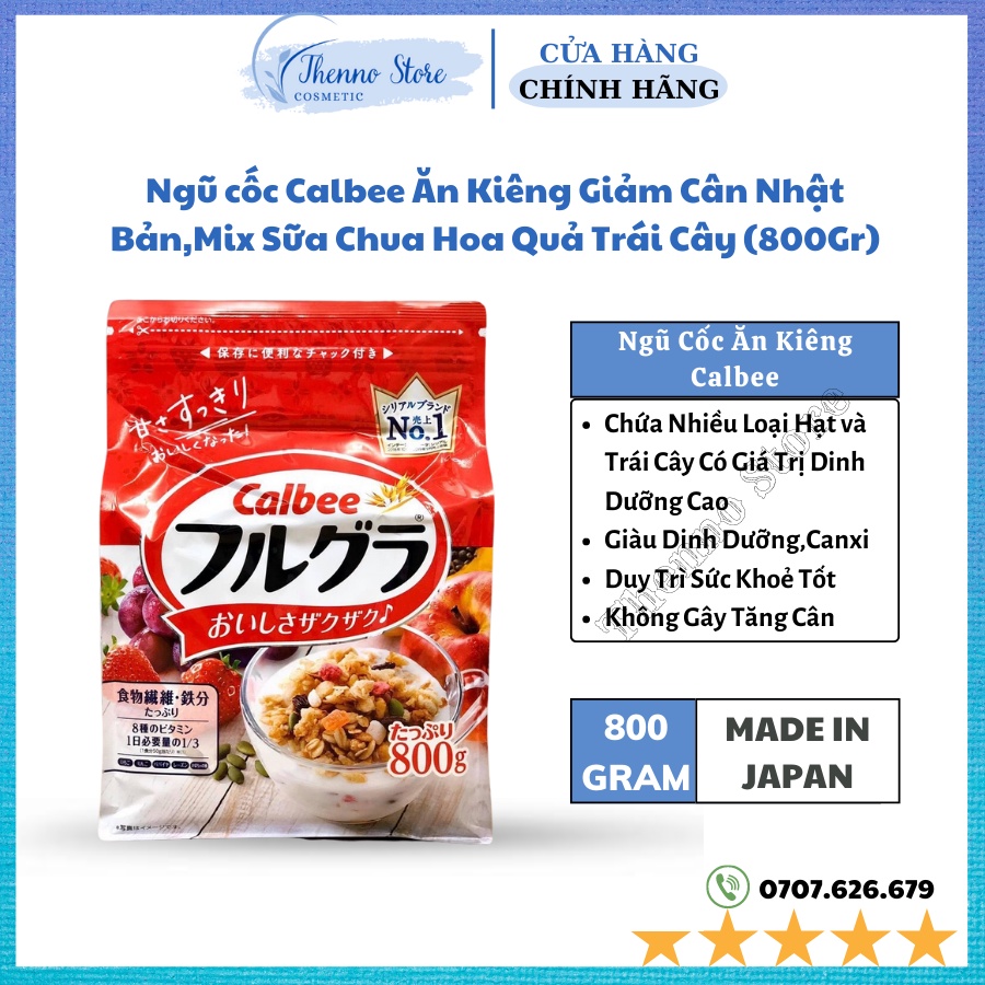 Ngũ cốc Calbee Ăn Kiêng Giảm Cân Nhật Bản,Mix Sữa Chua Hoa Quả Trái Cây Dùng Ăn Sáng (750G)