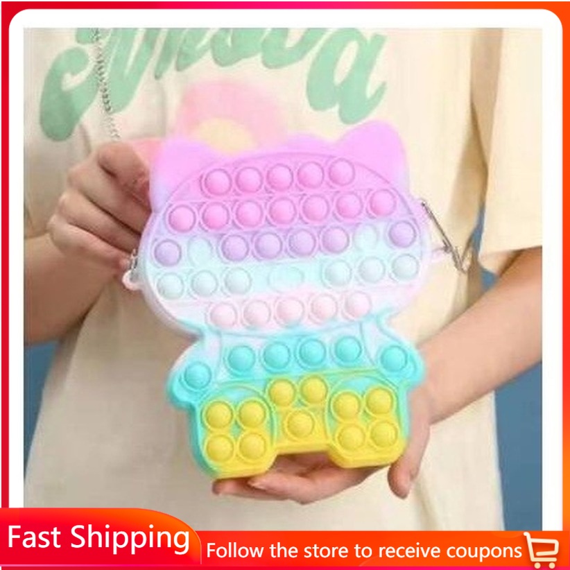 【COD】Macaron Pop it Messenger bag Shoulder bag Push Bubble Sensory Fidget Stress release【Big discounts】