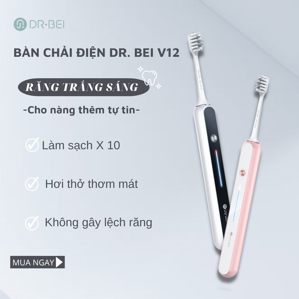 Combo Sánh đôi Bàn chải điên Dr Bei  Cao cấp S7 và Tăm nước, bộ đôi làm sạch răng thơm tho