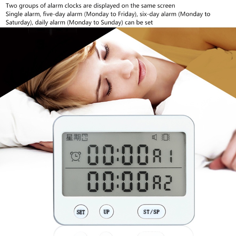 Đồng Hồ Hẹn Giờ Nấu Ăn Màn Hình Lớn Màu Trắng / Đen