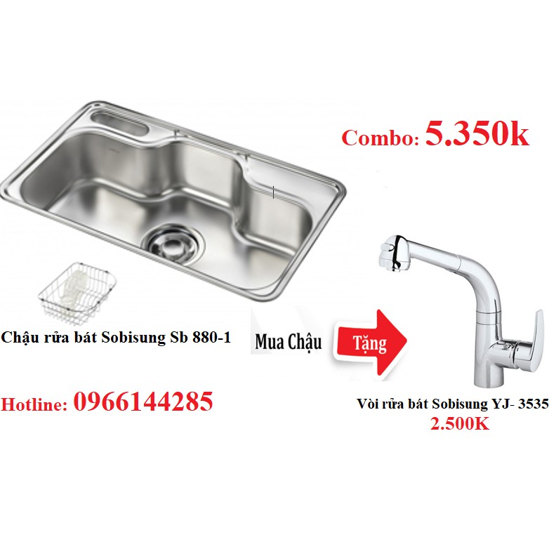 chậu rửa bát Hàn Quốc Sobisung Sb-880-1 Tặng Vòi rửa bát Sobisung YJ 4535