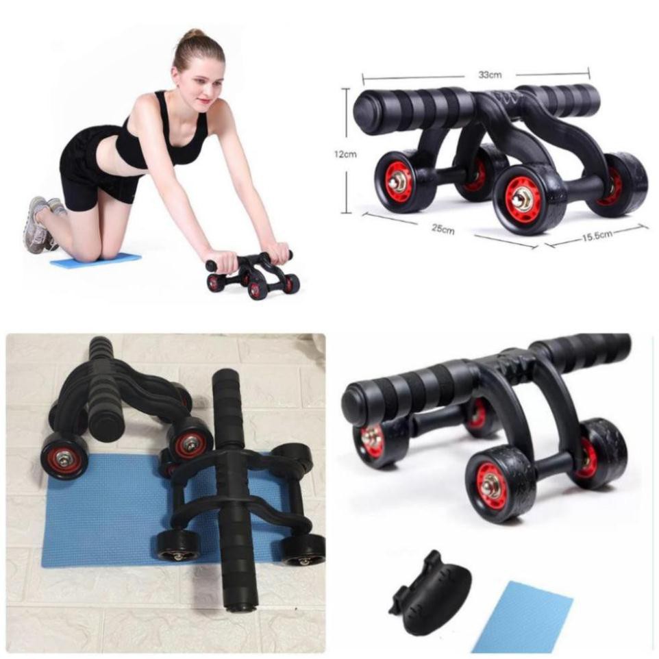 LĂN TẬP BỤNG 4 BÁNH ( AB ROLLER AND PUSH UP BAR) - Dụng cụ tập Gym Chính hãng