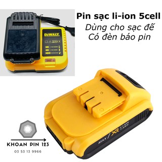 Pin sạc li-ion Dewalt 26v 21v 36v có đèn báo pin, dùng cho sạc đế