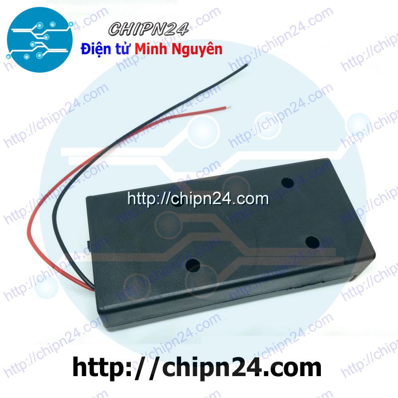 [1 CÁI] (C75) Hộp Đế Pin 18650 2 viên Có Nắp Có Công Tắc