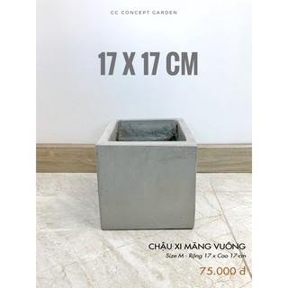 Chậu xi măng vuông 17x17cm